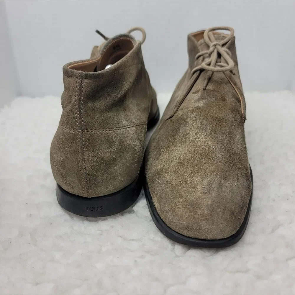Tod’s Men’s Suede Desert Chukka Boots Gray Lace Up Made In Italy Size 9.5